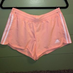 Coral adidas running shorts